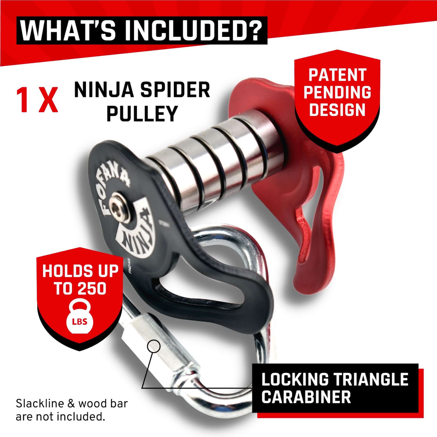 Fofana Ninja Slider Pulley | inside the package of Ninja Slider Slackline Pulley | Slackline Pulley Challenge Kit