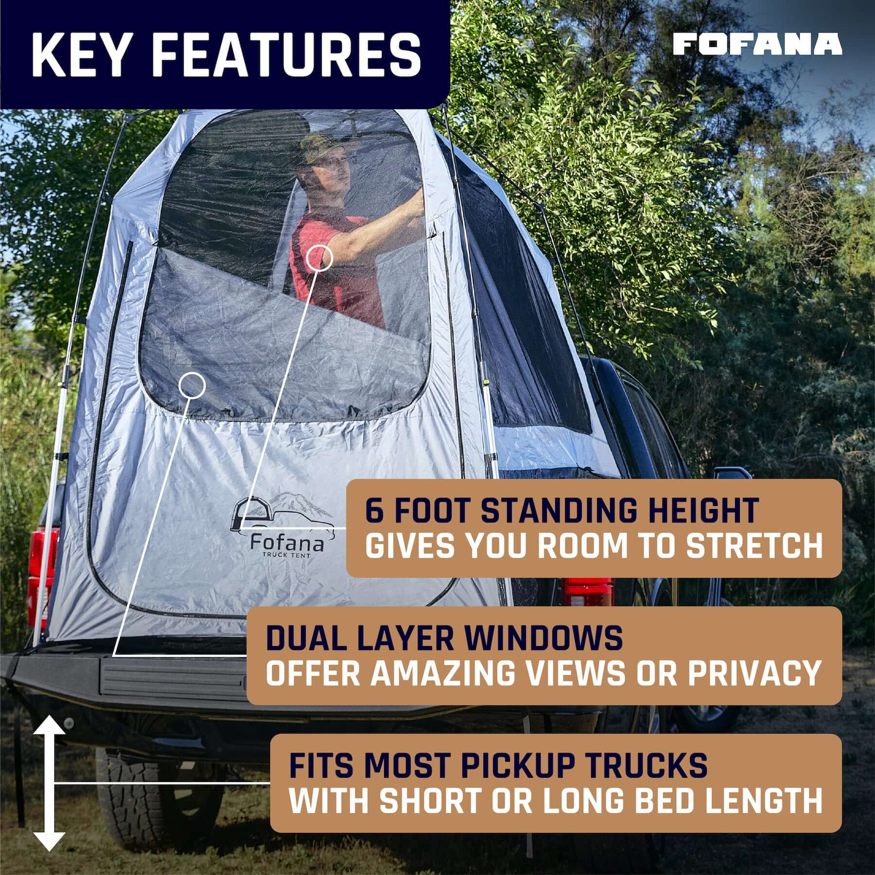 Fofana Truck Bed Tent | features of truck bed pop up tent | Fofana Automatic Truck Tent